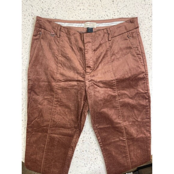 Anthropologie Womens 10 Pants Essential Slim Velvet Copper Brown Ankle Office - Picture 3 of 10